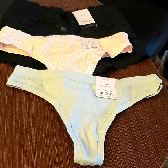 Auden Cheeky Black Lace Panty & 2 Thong Panty Bundle Size Extra Small - Picture 1 of 13
